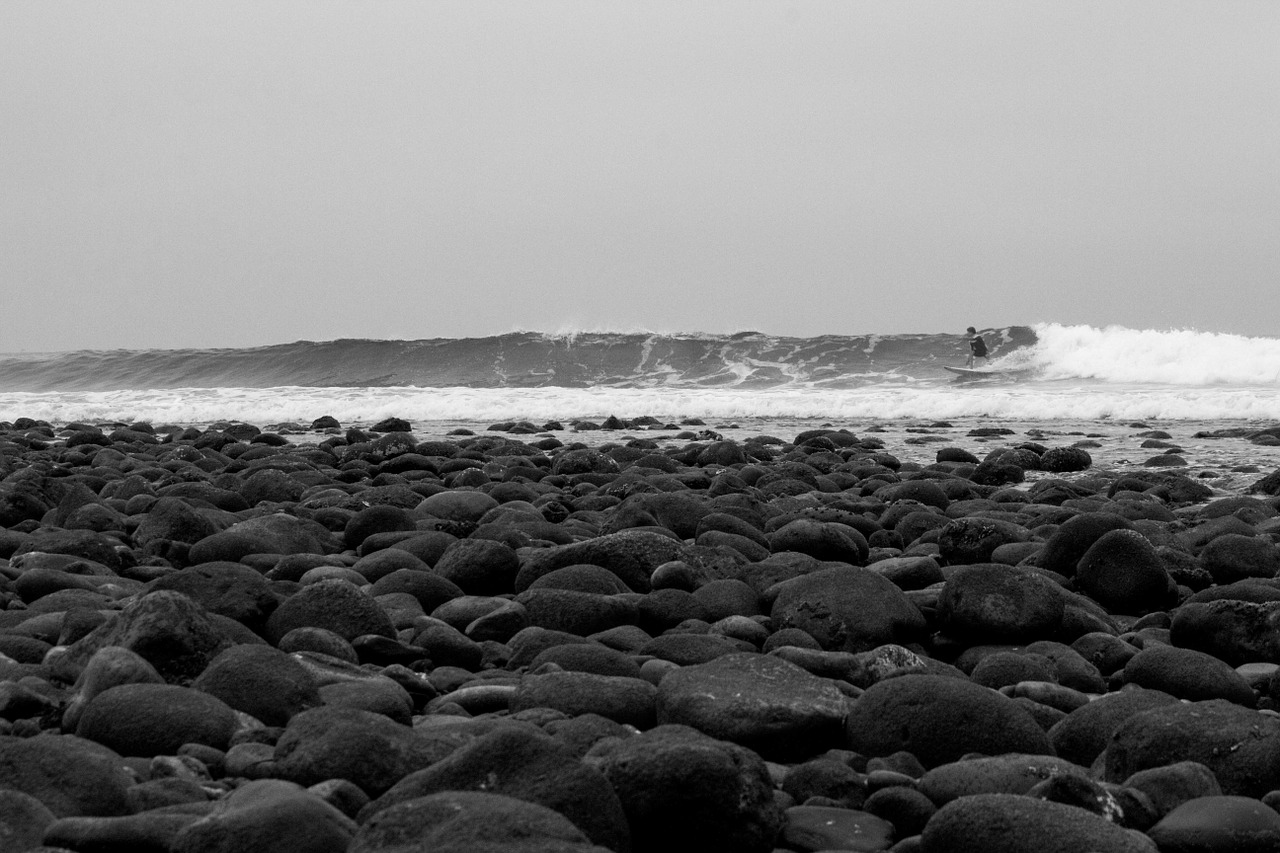 beach rocks surfer free photo