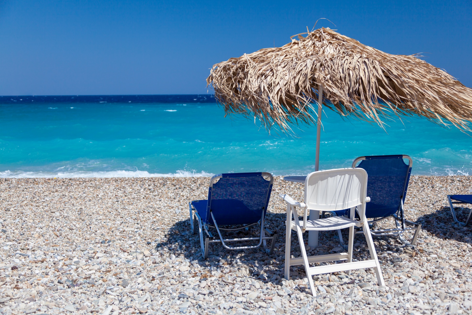 beach blue chair free photo