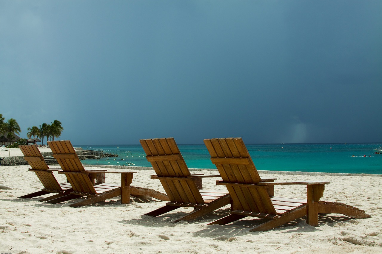 beach chairs storm beach free photo