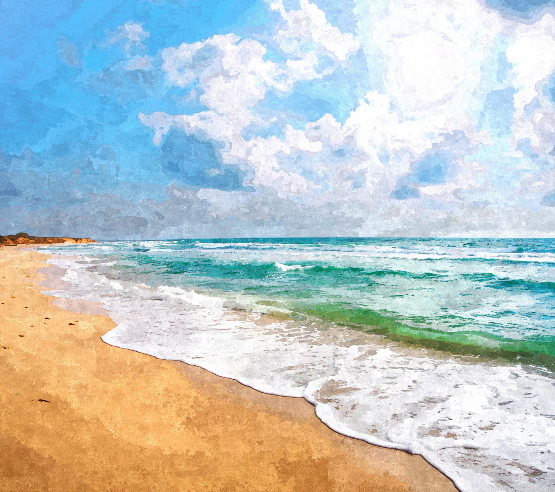 beach painting oil free photo