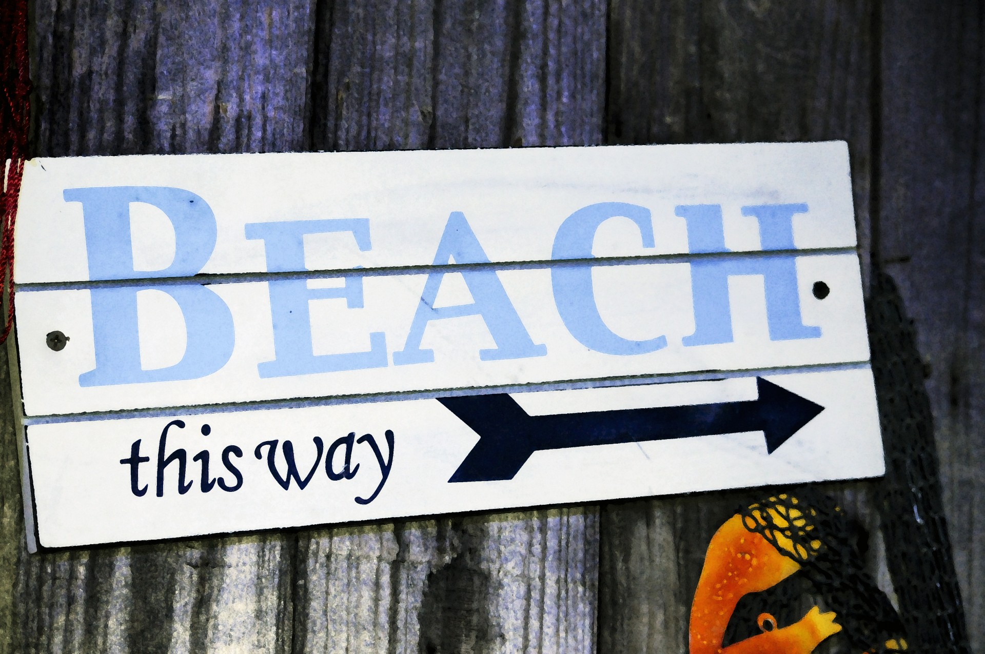 sign beach painterly free photo
