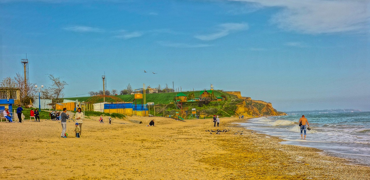 beach spring people horizon free photo