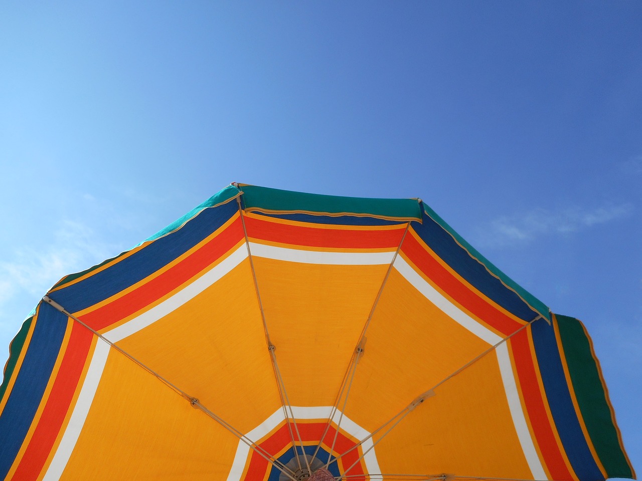 beach umbrella sea sky free photo