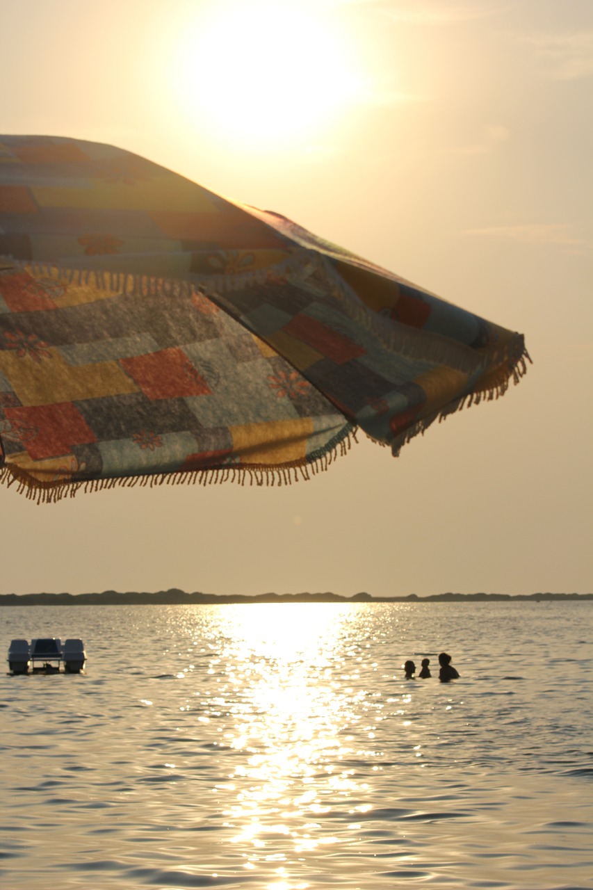 beach umbrella sun sunset free photo