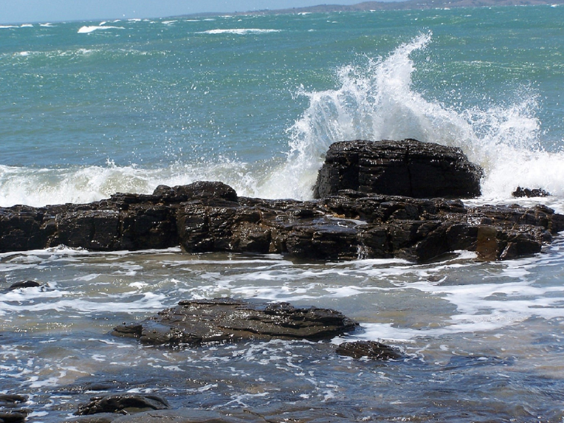beach waves rocks free photo