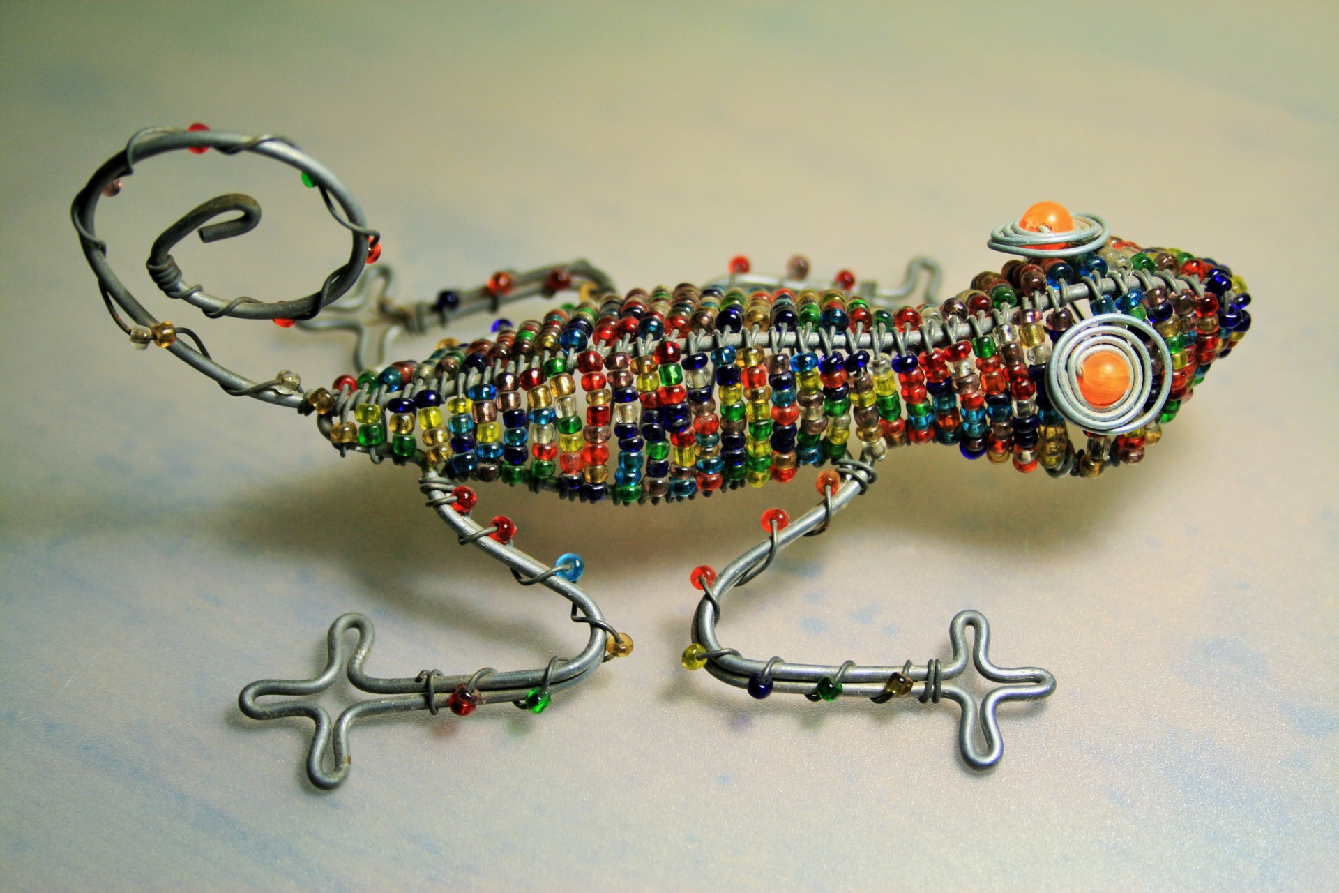lizard multi-colored beads free photo