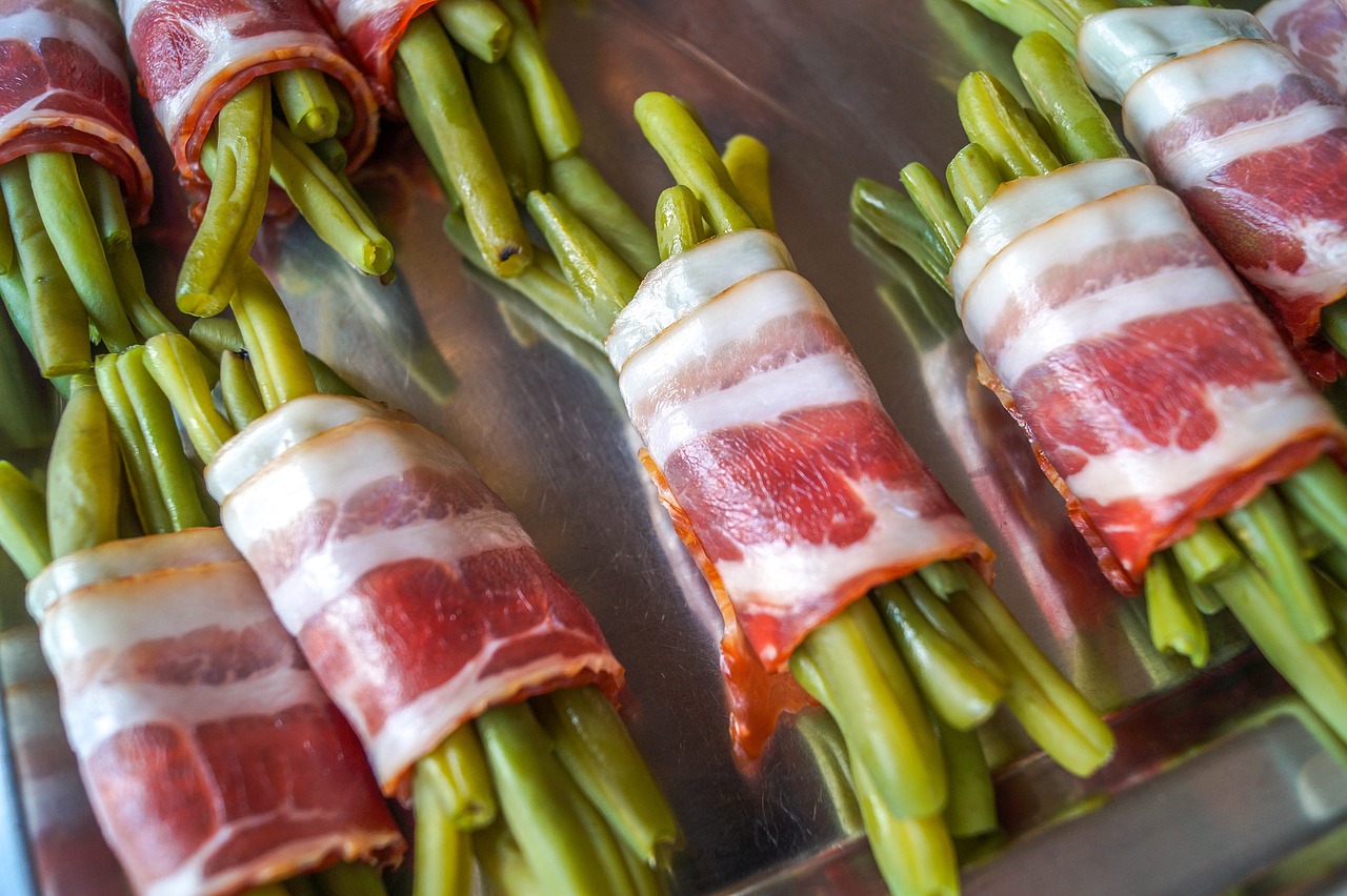 beans wrapped in bacon food eat free photo