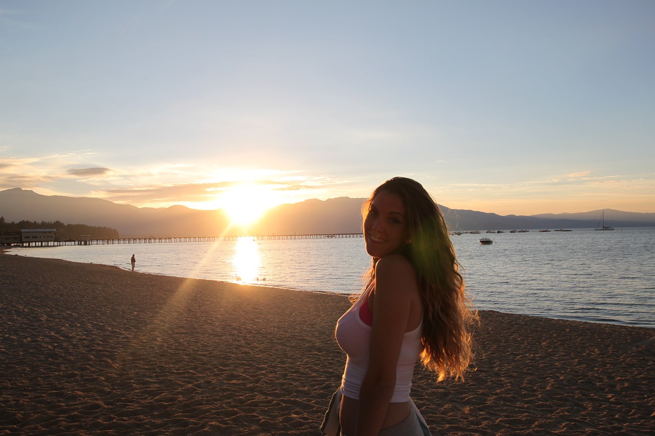 beautiful  girl  sunset free photo