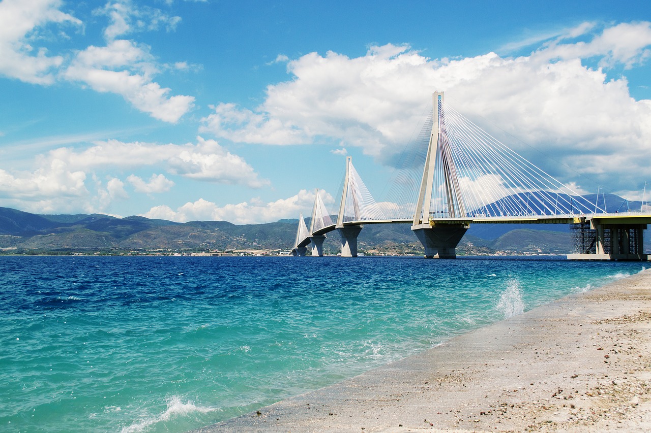 beautiful sea landscape patra bridge greece seascape free photo
