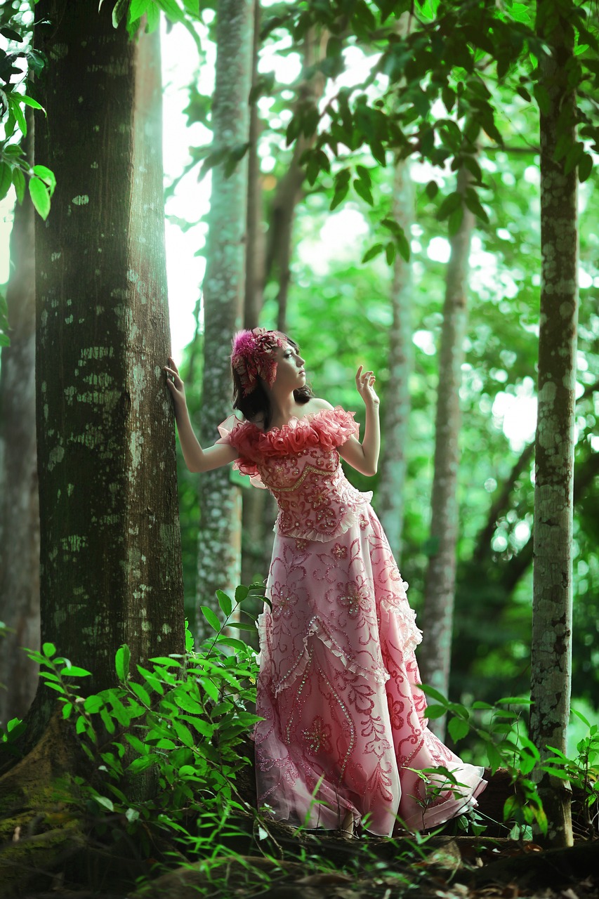beautiful woman dress forest free photo