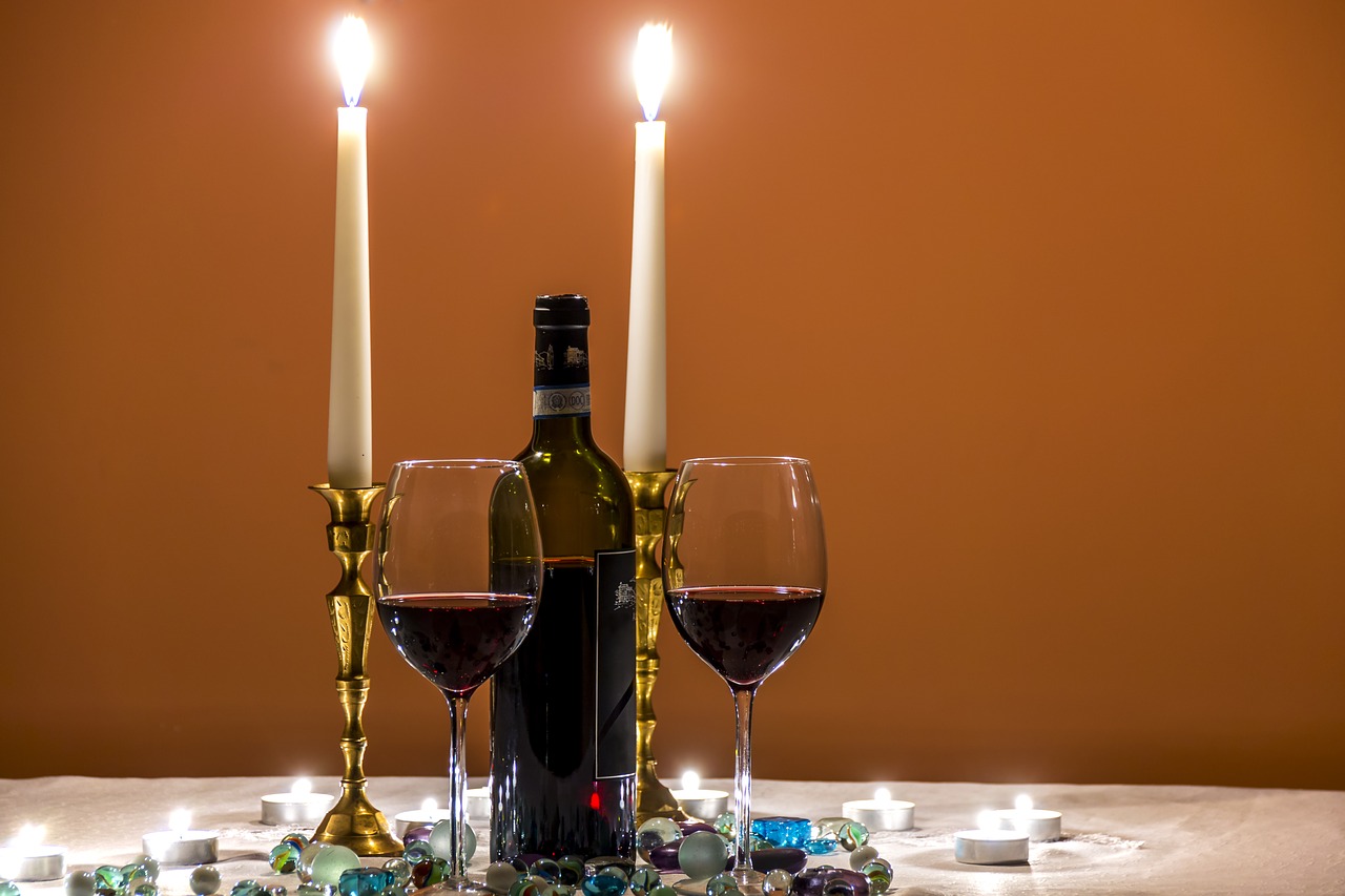 beauty bottle of wine candlelight free photo