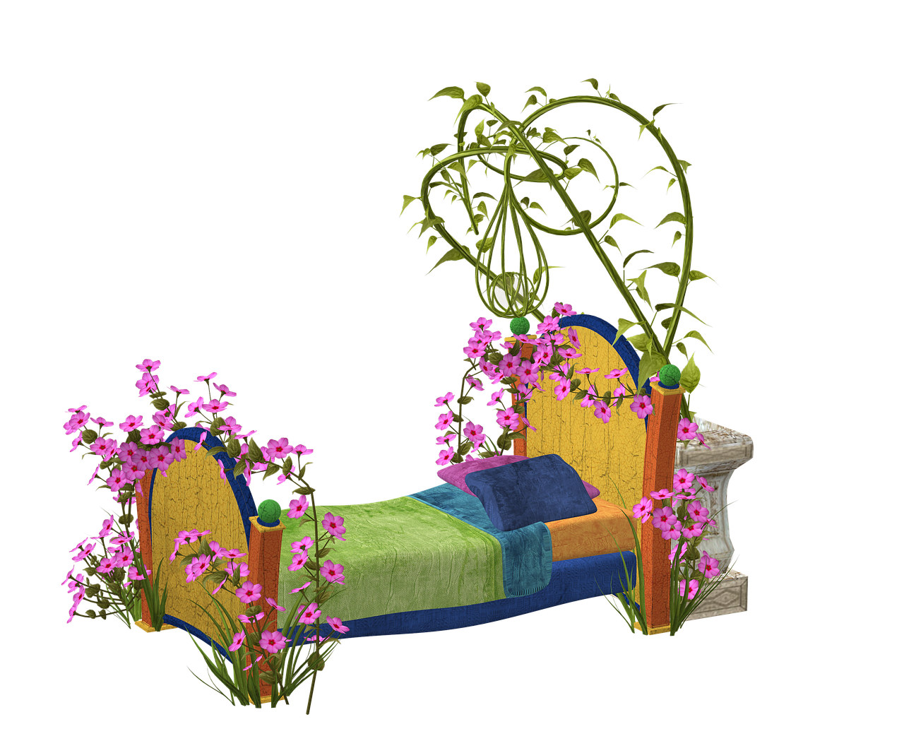 bed colorful blossom free photo