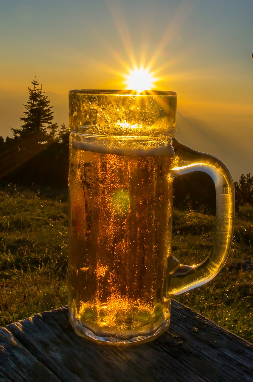 beer sunshine mountains free photo