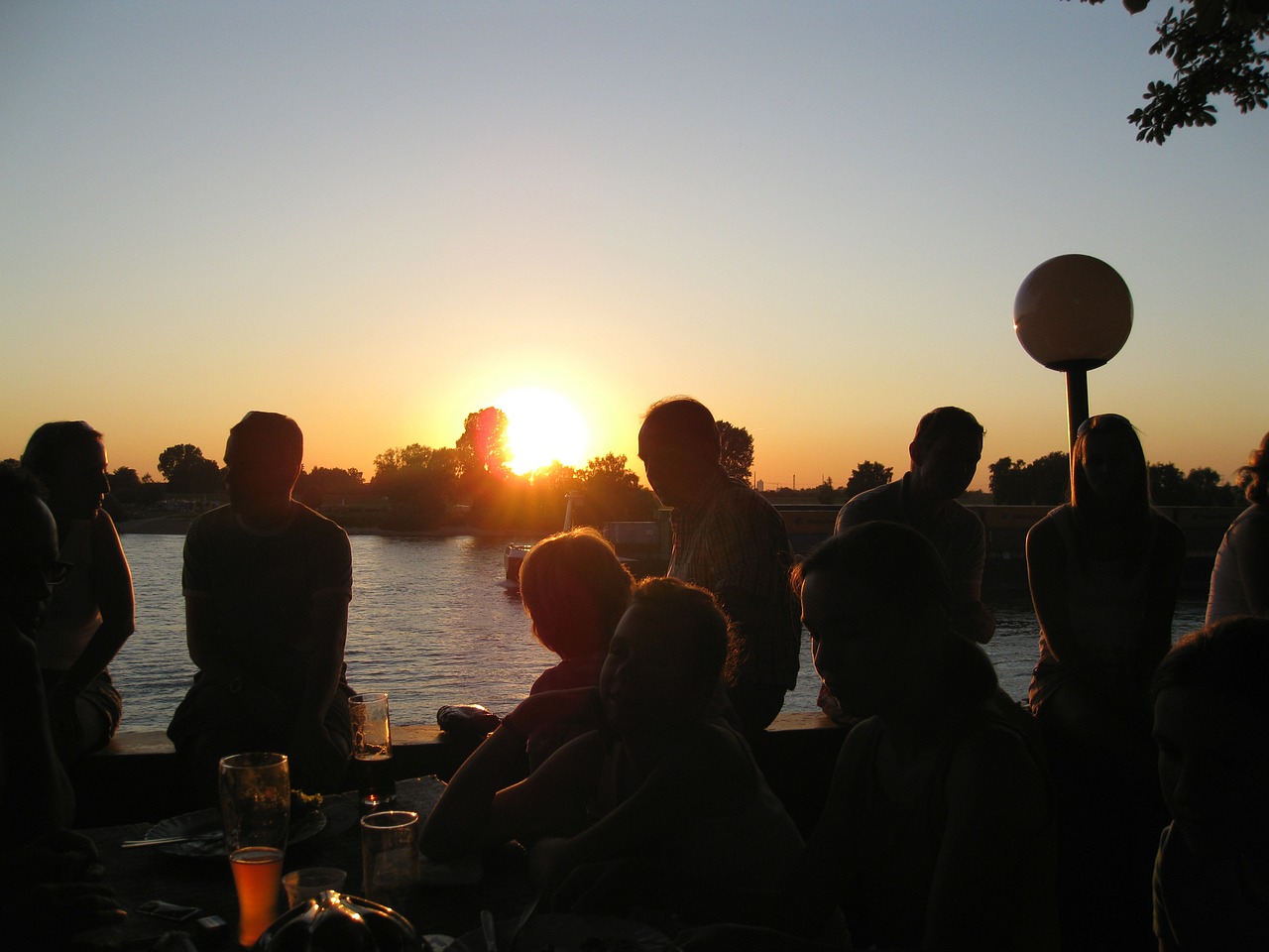 beer garden sunset fun free photo