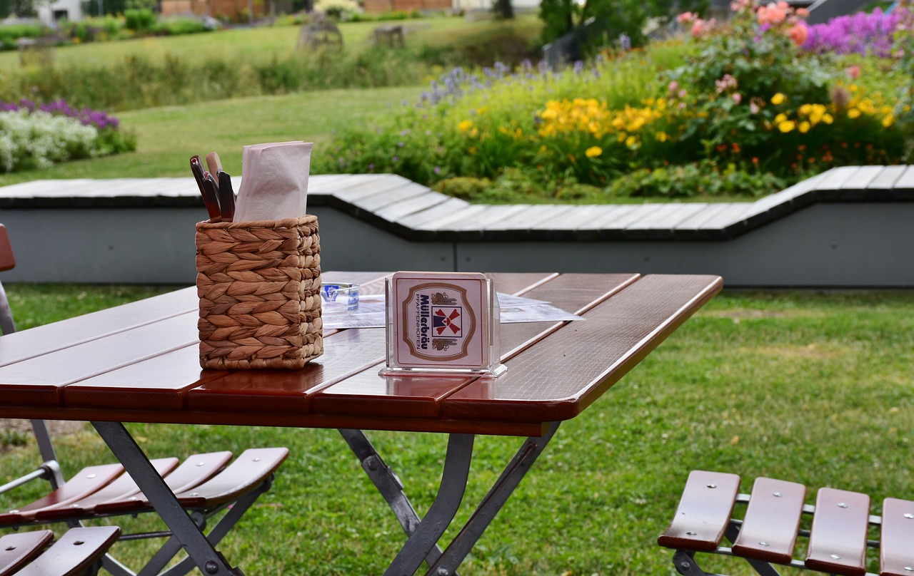 beer garden  table  chairs free photo