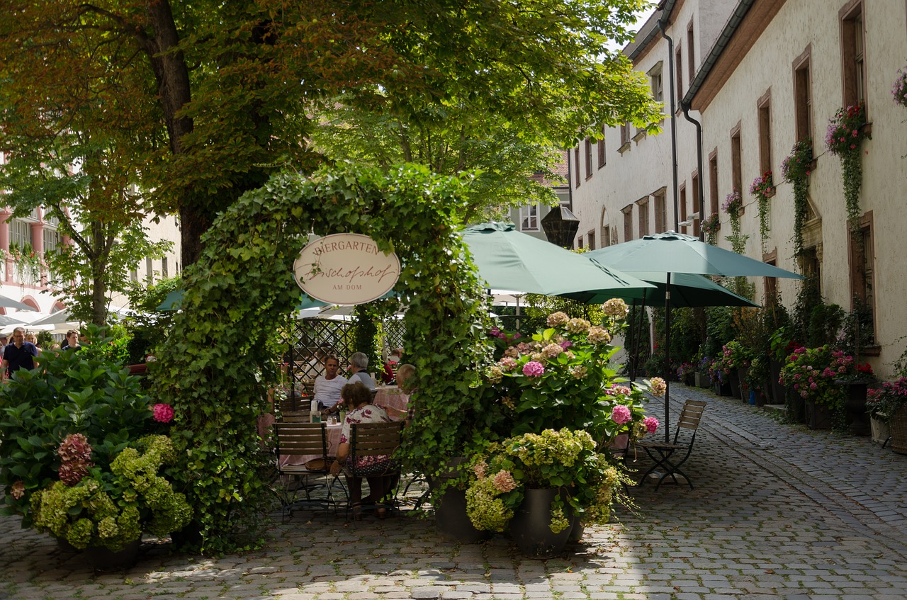 beer garden  chairs  dining tables free photo