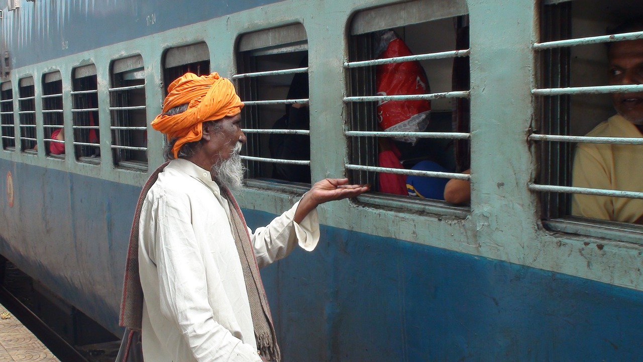 beggers indian railway india free photo