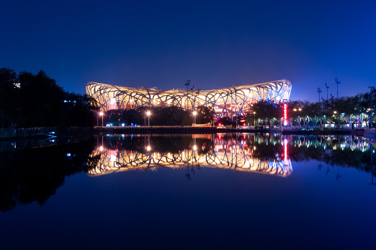 beijing nest night view free photo