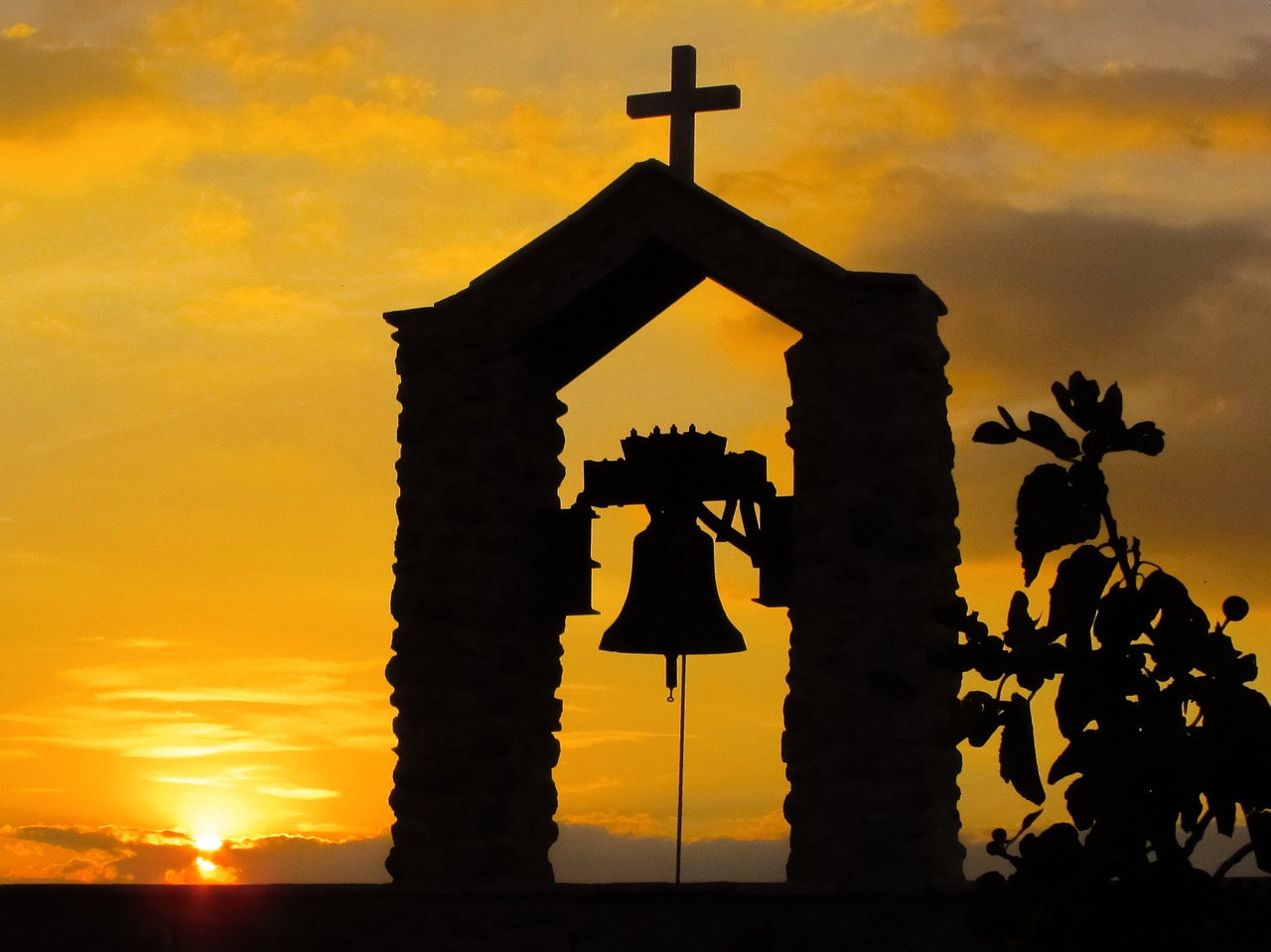 belfry sunset clouds free photo