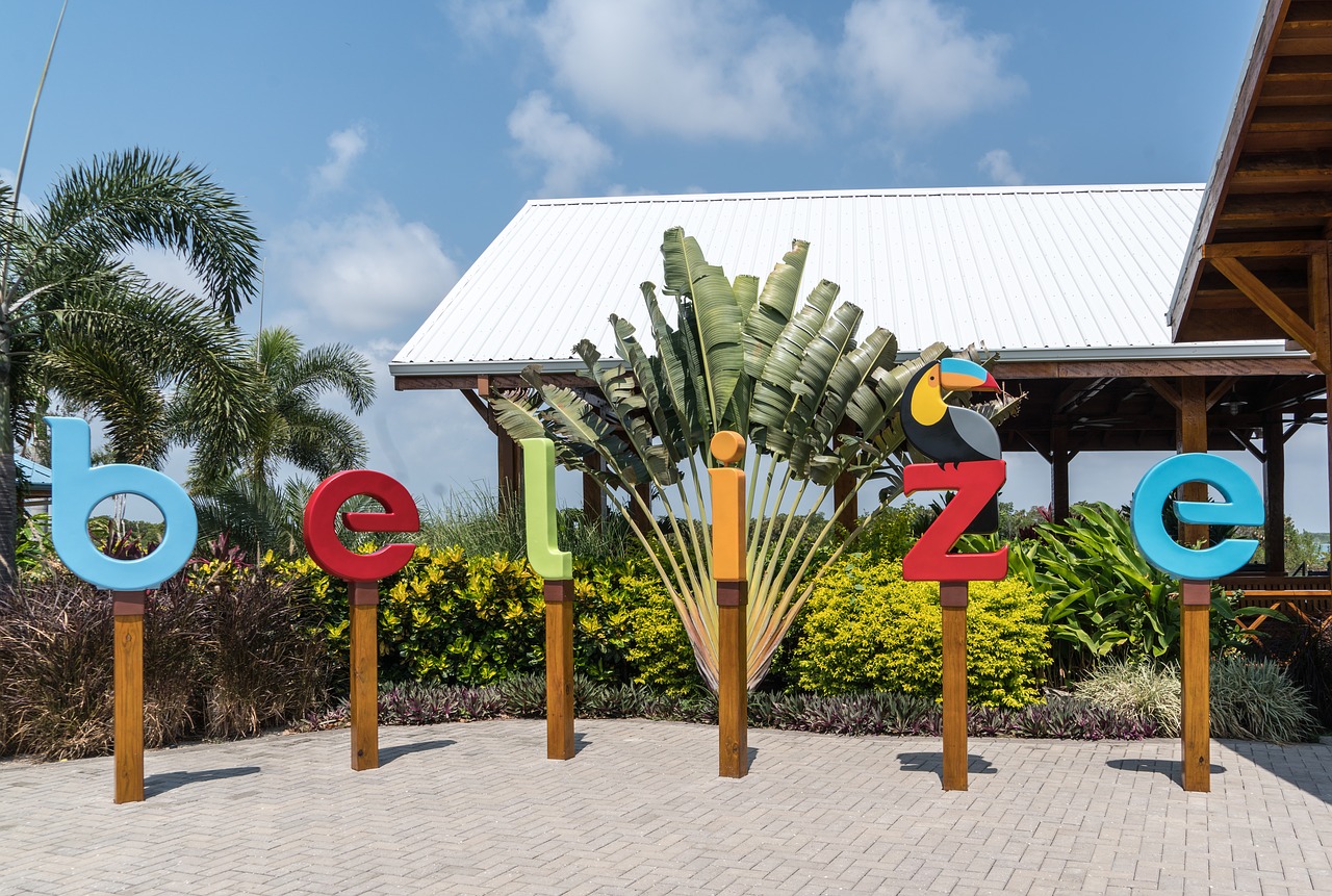 Belize sign,tourism,landmark,palm trees,sky - free image from needpix.com