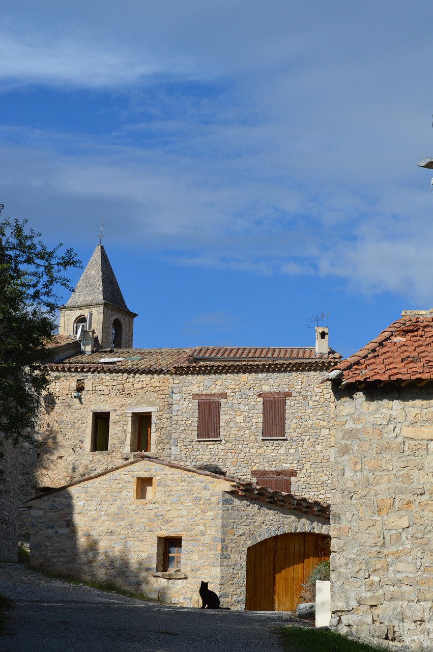 bell tower village houses free photo