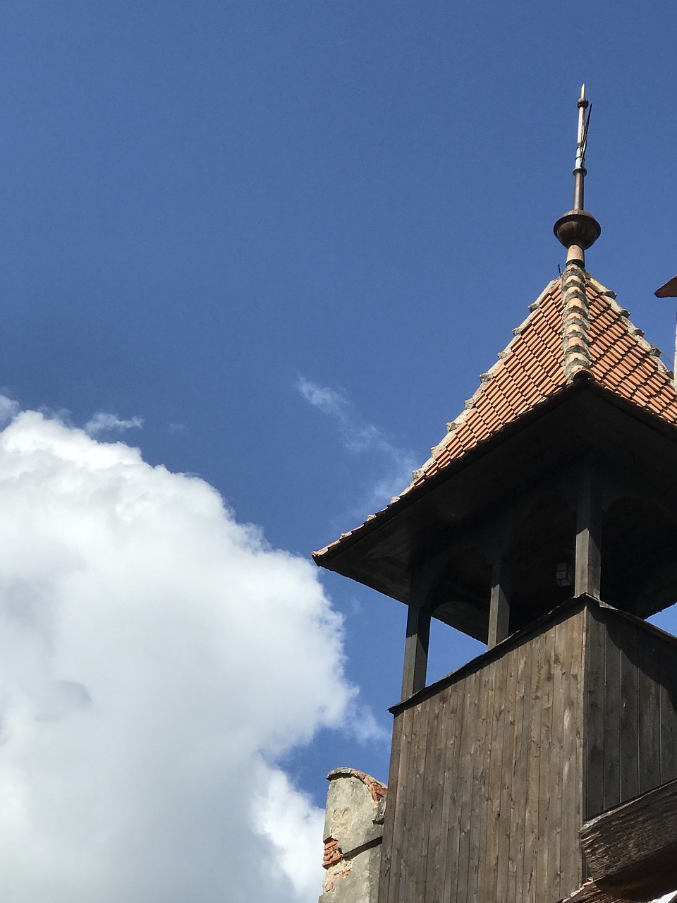 bell tower castle clouds free photo