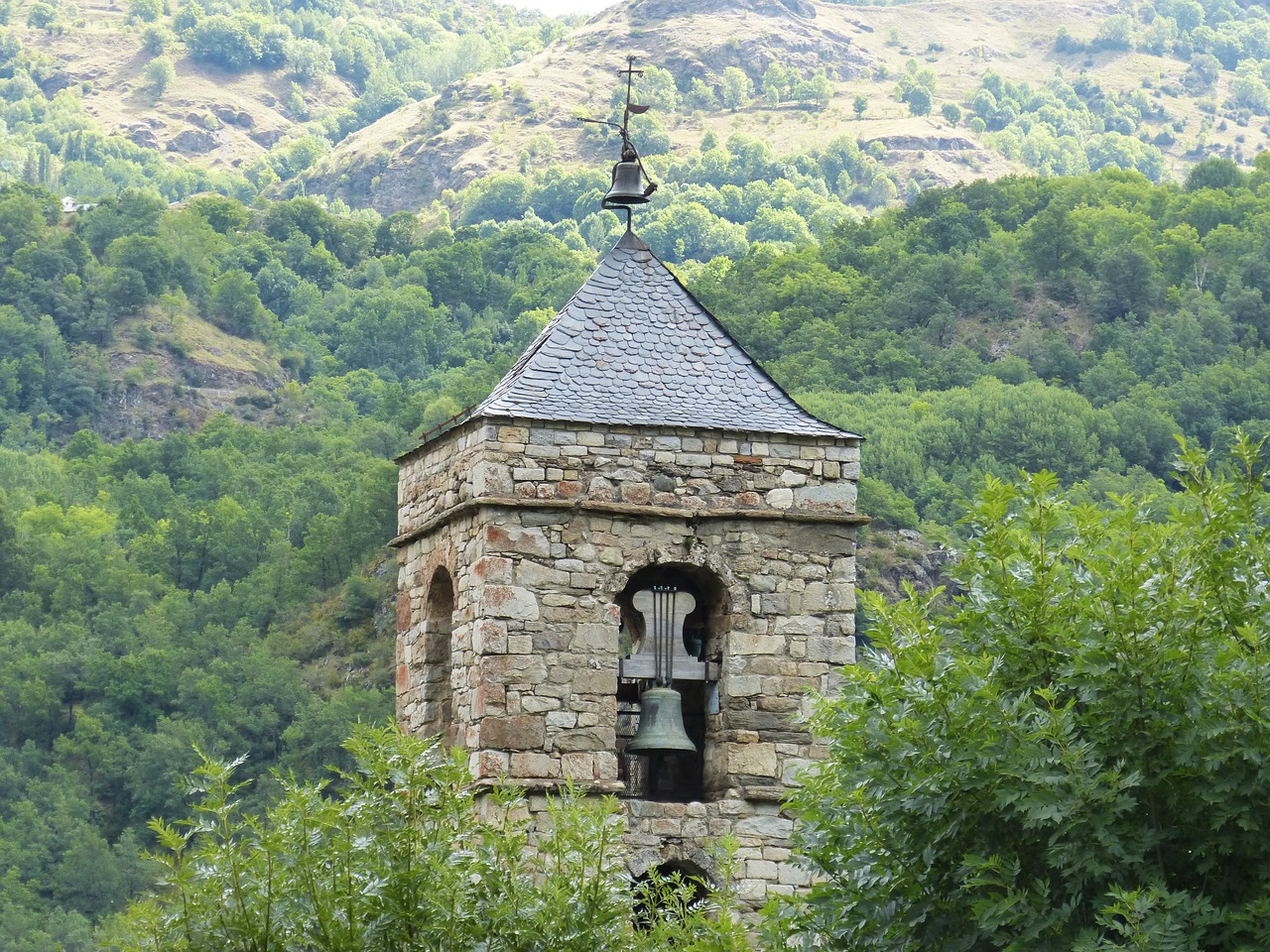 bell tower romanesque high mountain free photo