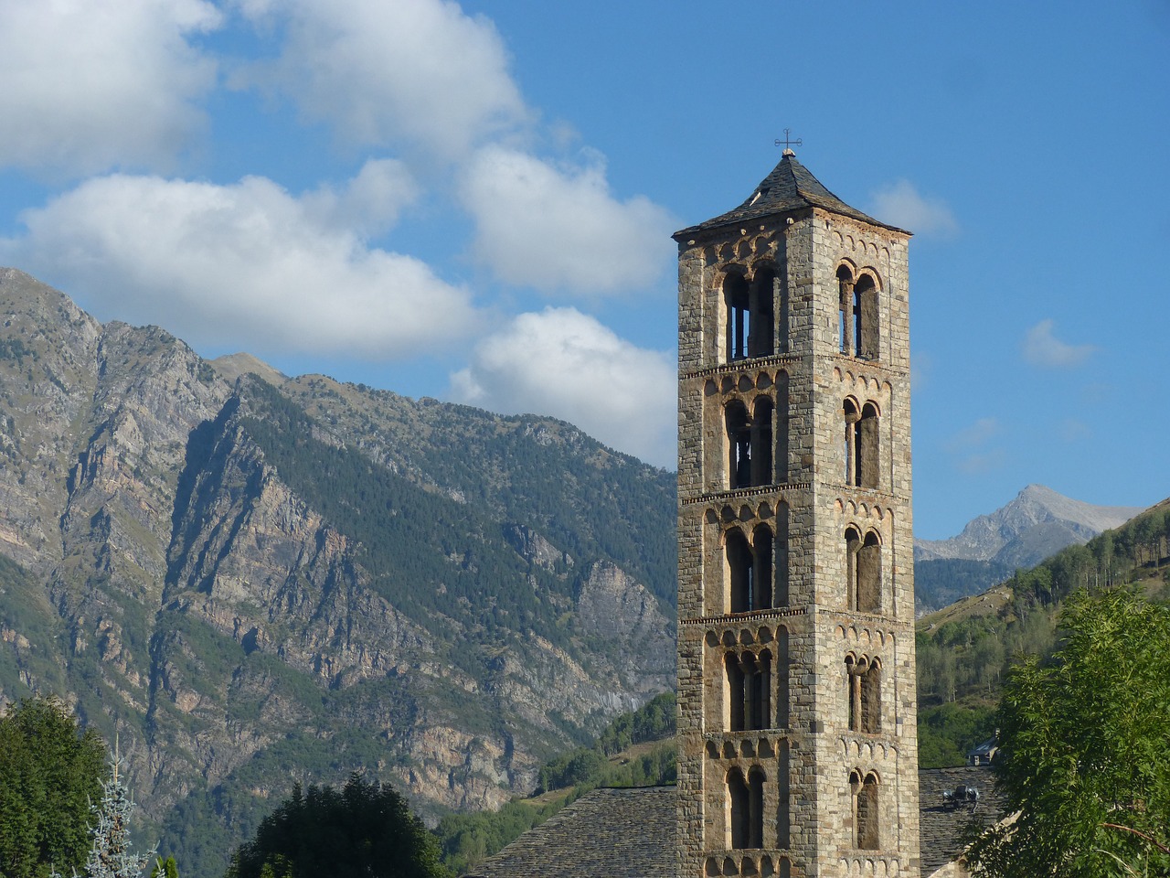 bell tower romanesque pyrenees free photo