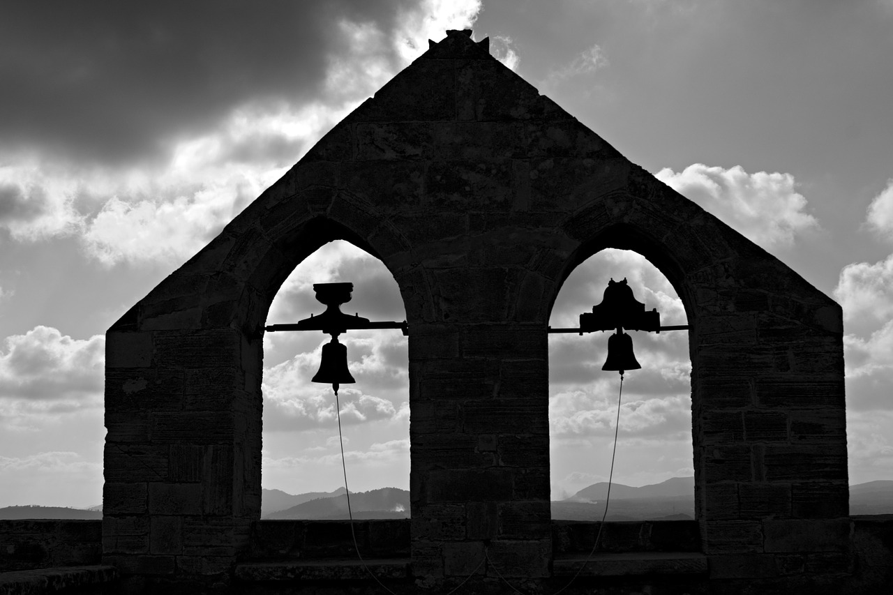 bell tower backlight black and white free photo