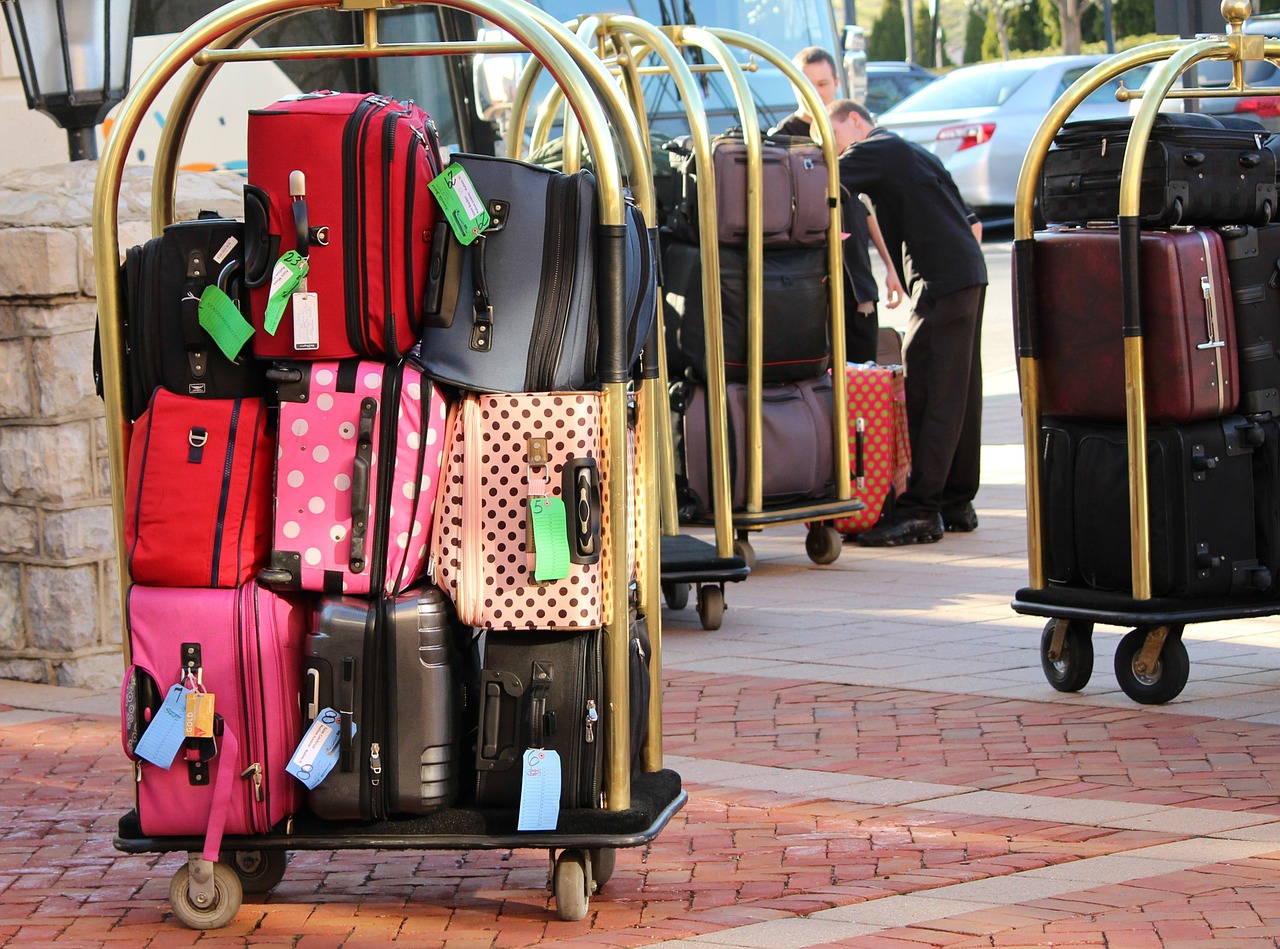 bellman luggage cart baggage luggage trolley free photo
