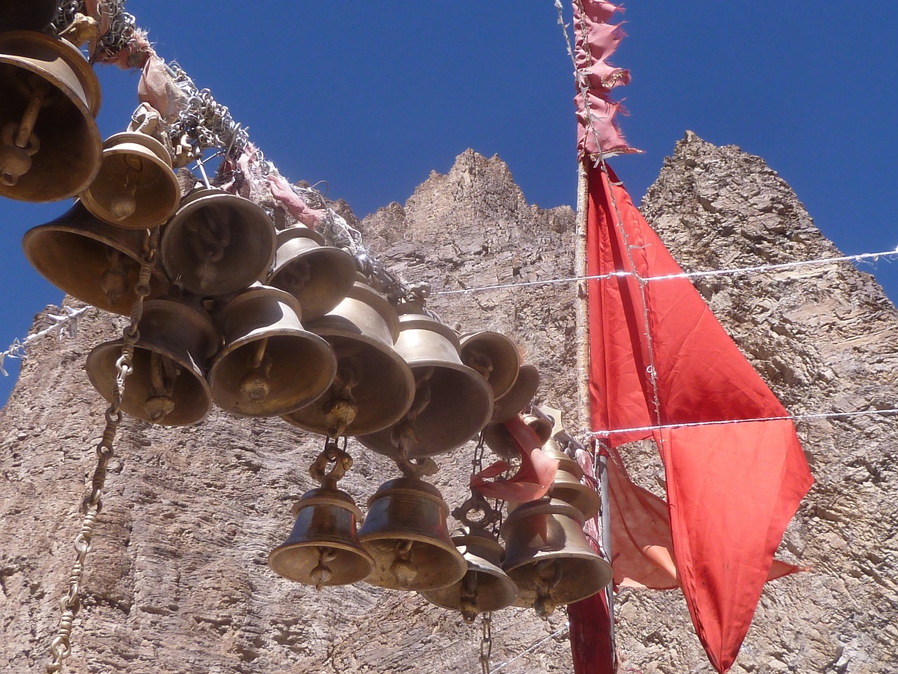 bells flag temple free photo