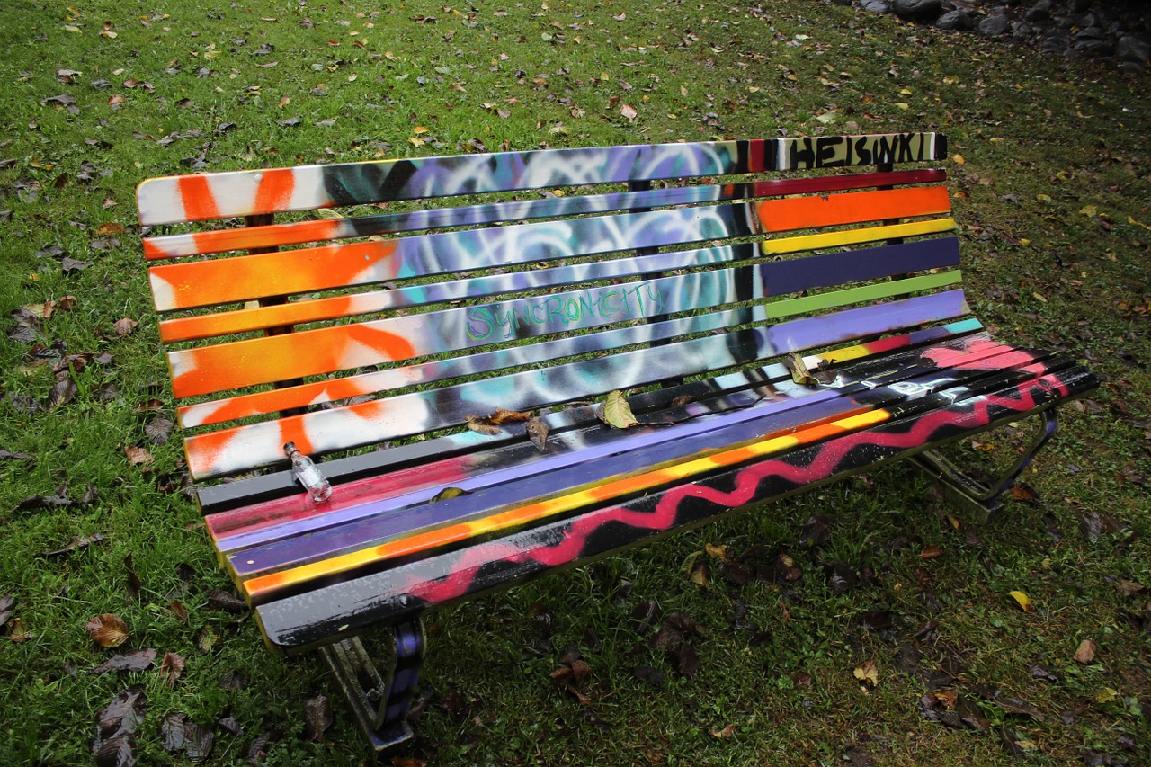 bench park graffiti free photo