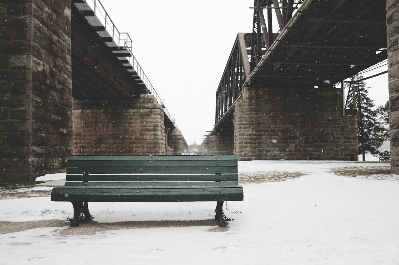 bench bridges brick free photo