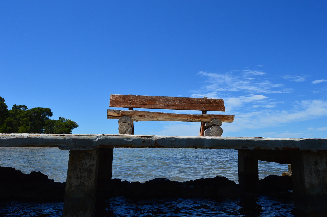 bench pier sea free photo