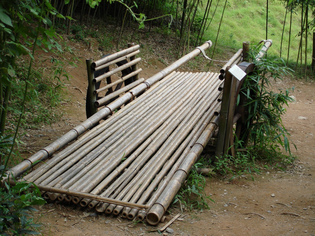 bench dead rock circle bamboo free photo