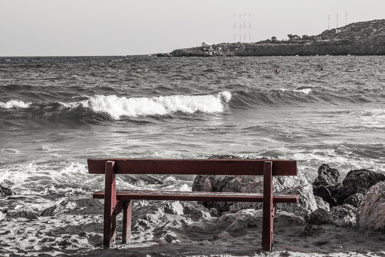 bench beach sea free photo