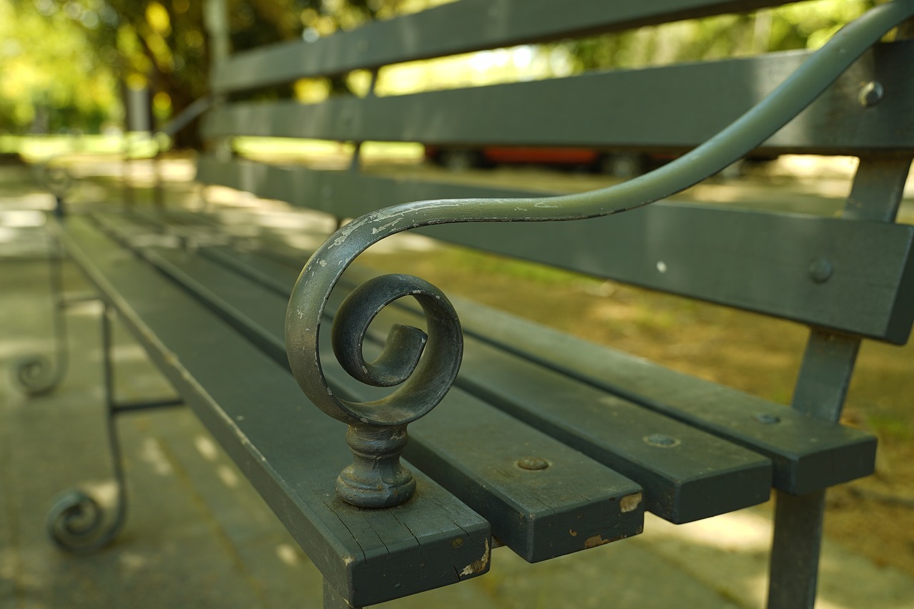 bench seat ornate metal works free photo