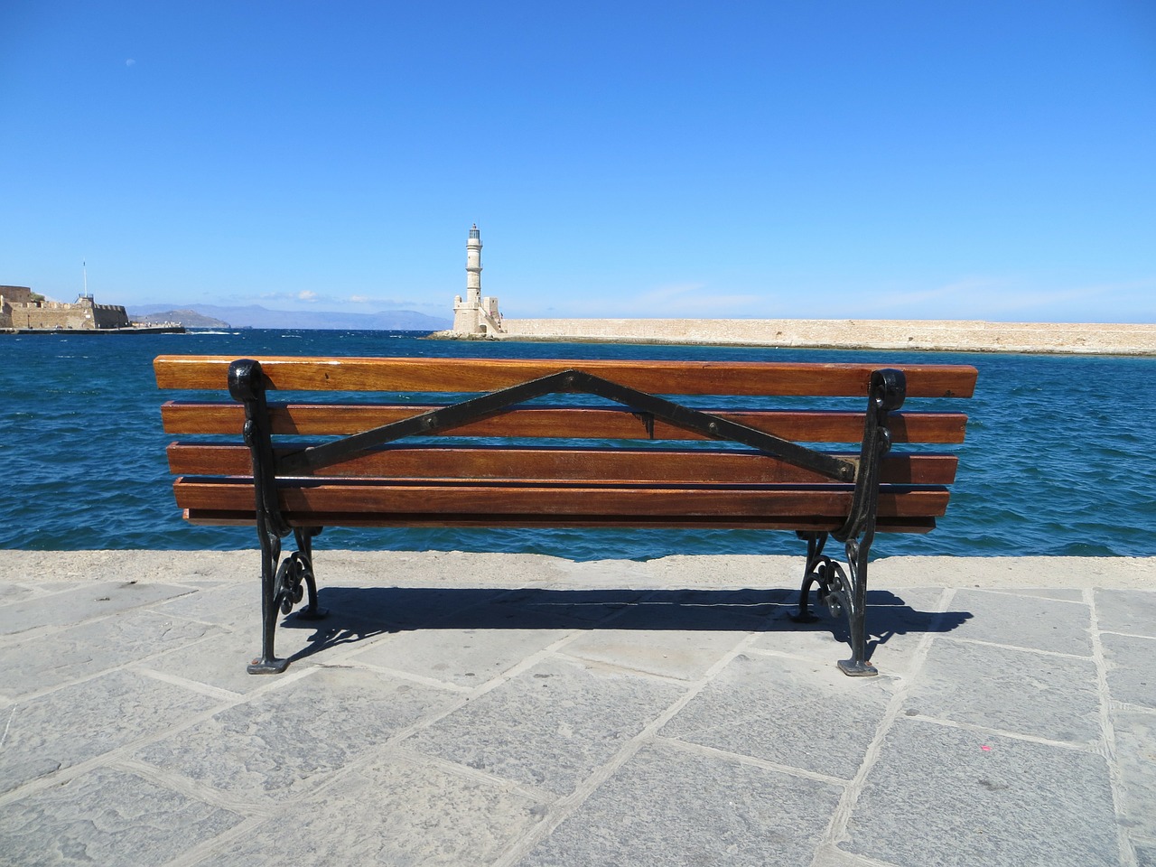 bench sea crete free photo