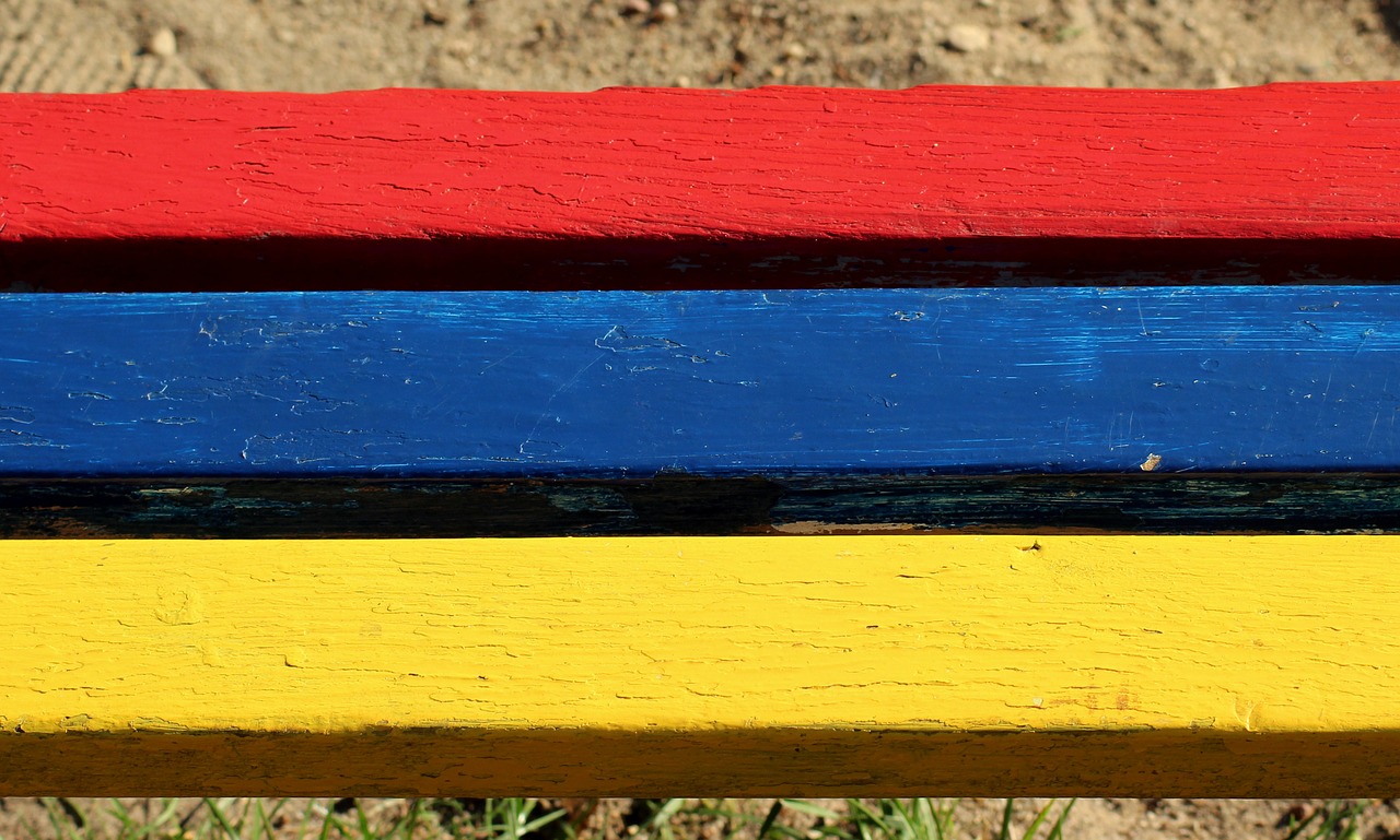 bench  boards  colorful free photo