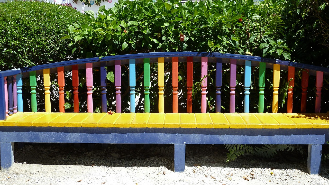 bench colourful multicolour free photo