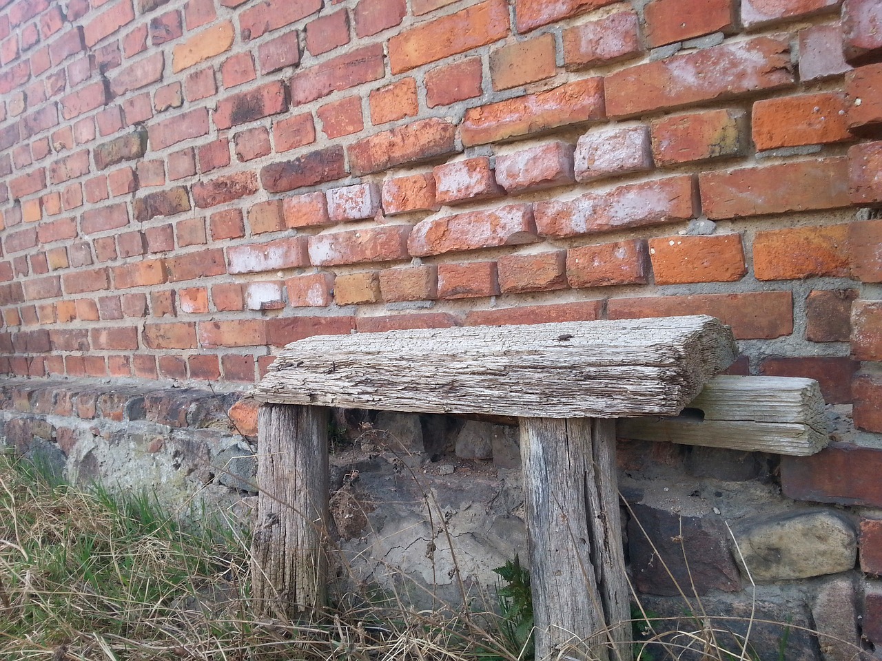 bench old brick free photo