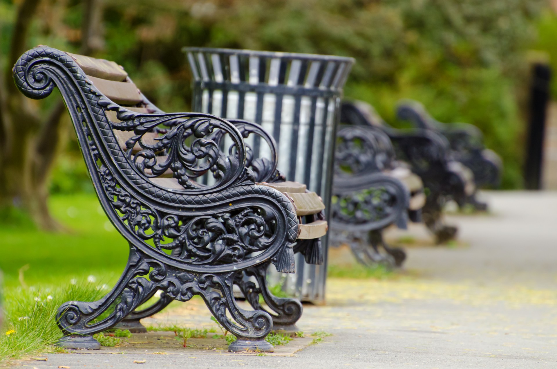 bench park sidewalk free photo