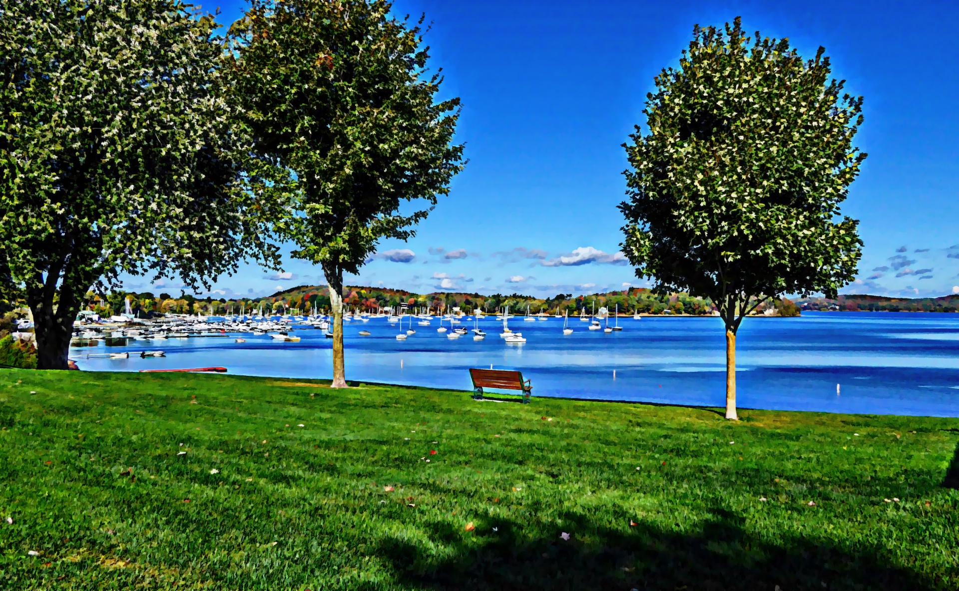 bench seat lake free photo