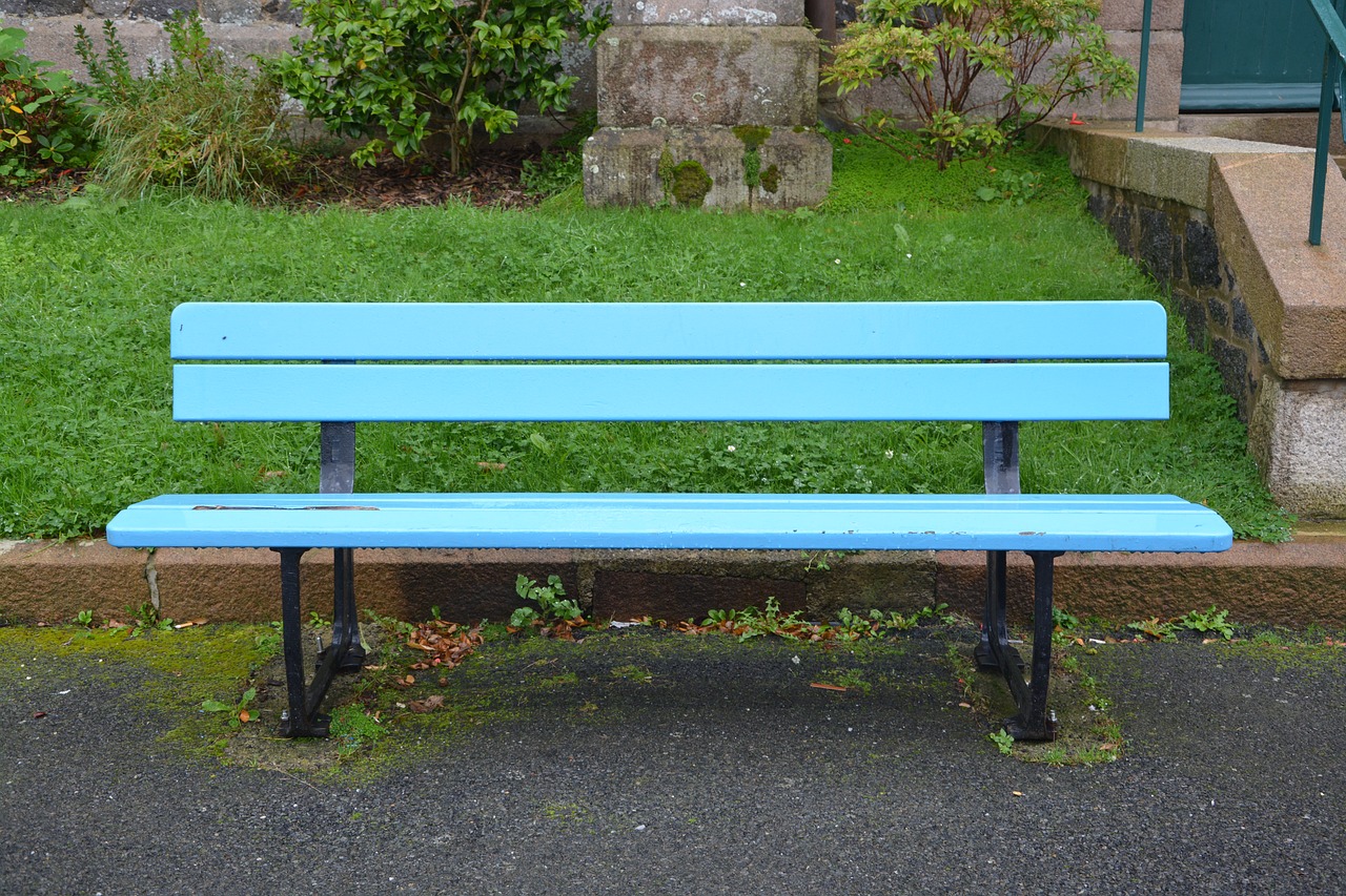 bench park bench blue color rest free photo