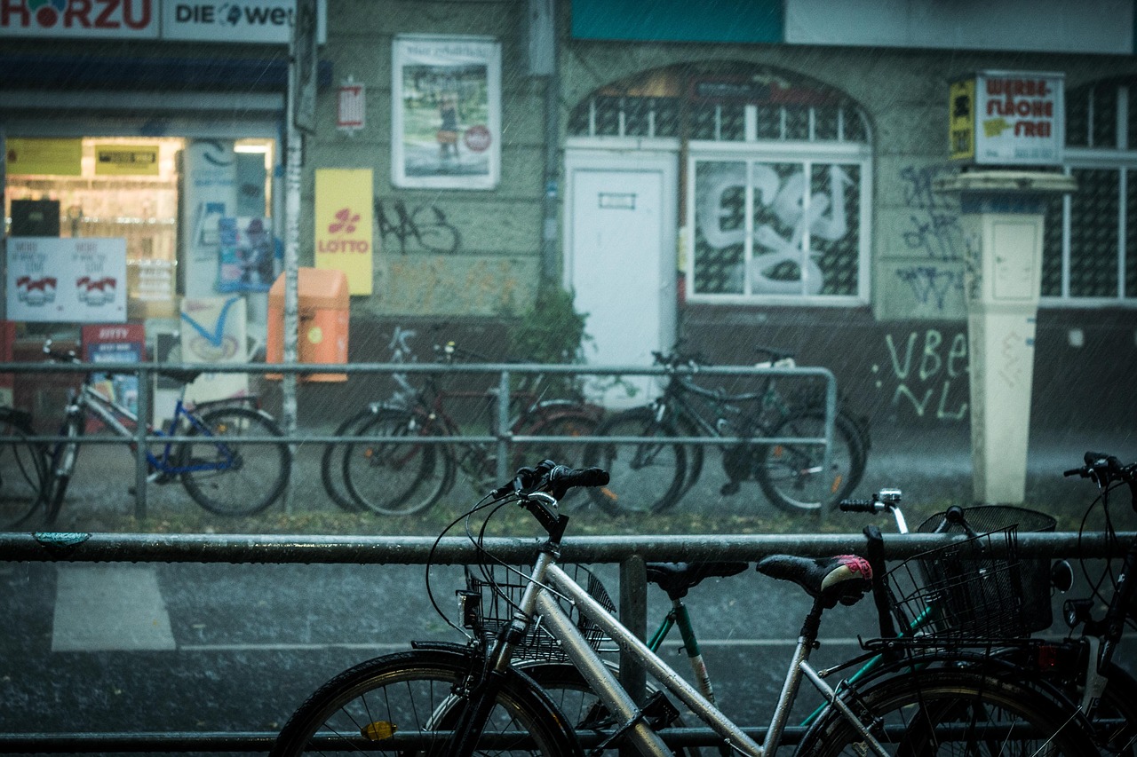 berlin rain bicycle free photo