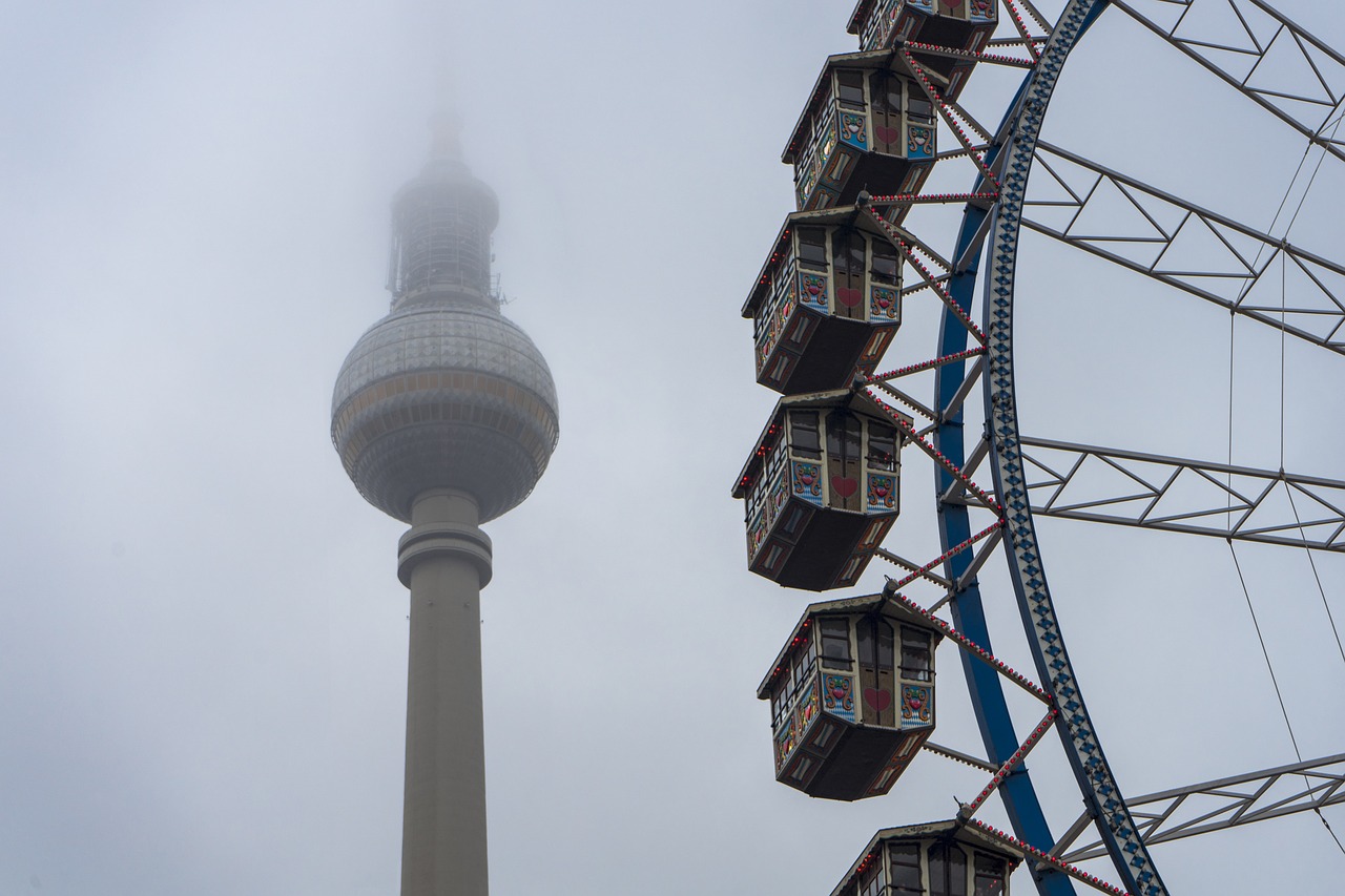 berlin  tv tower  ferris wheel free photo