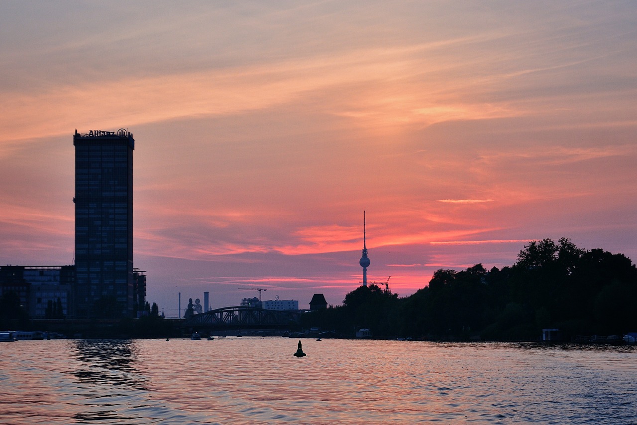 berlin spree sunset free photo