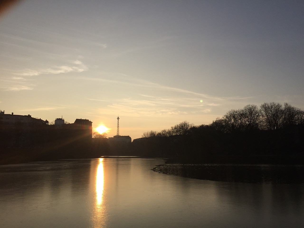 berlin sunset radio tower free photo