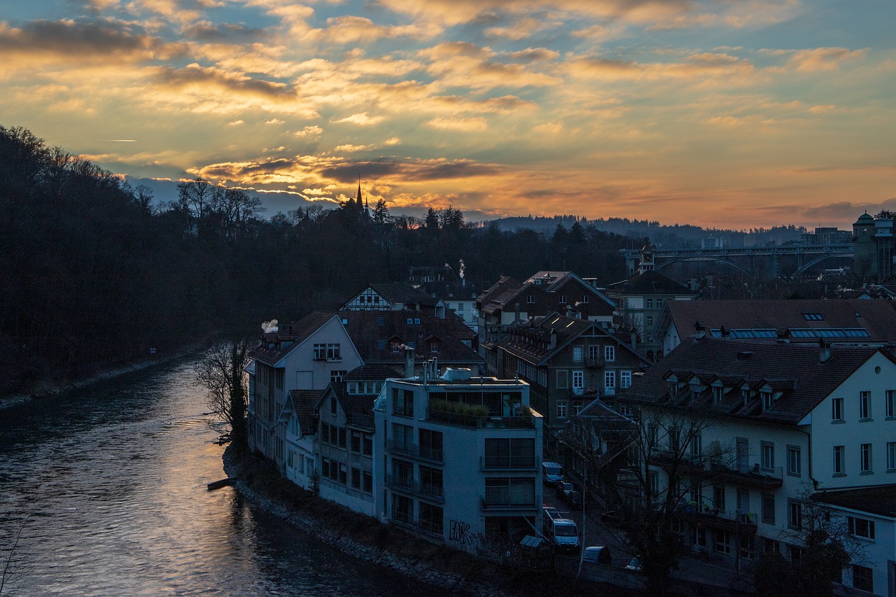 bern  aare  evening free photo