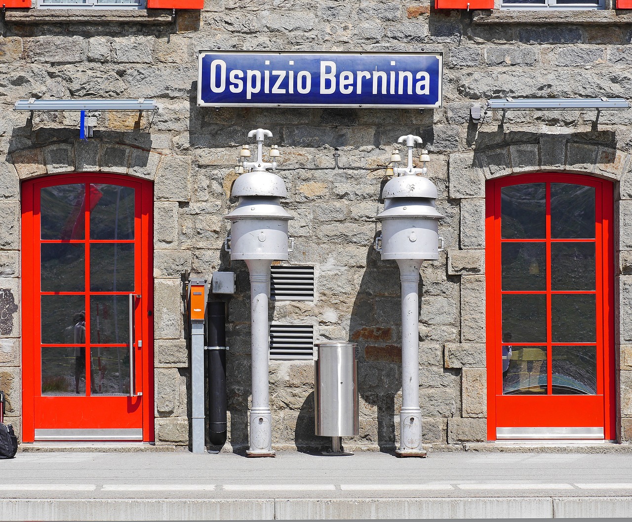bernina pass railway station free photo